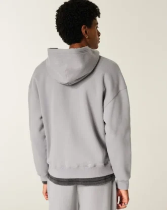 Kutu Kesim Fermuarlı Çift Yılan Desenli Kapüşonlu Sweatshirt