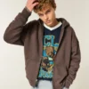 Kutu Kesim Fermuarlı Kapüşonlu Sweatshirt Kutu Kesim Fermuarlı Kapüşonlu Sweatshirt