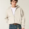Kutu Kesim Fermuarlı Kapüşonlu Sweatshirt Kutu Kesim Fermuarlı Kapüşonlu Sweatshirt