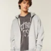 Kutu Kesim Fermuarlı Kapüşonlu Sweatshirt Kutu Kesim Fermuarlı Kapüşonlu Sweatshirt