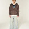Kutu Kesim Fermuarlı Kapüşonlu Sweatshirt Kutu Kesim Fermuarlı Kapüşonlu Sweatshirt