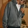 Kutu Kesim Fermuarlı Kapüşonlu Sweatshirt Kutu Kesim Fermuarlı Kapüşonlu Sweatshirt