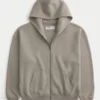 Kutu Kesim Fermuarlı Kapüşonlu Sweatshirt Kutu Kesim Fermuarlı Kapüşonlu Sweatshirt