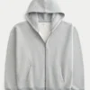 Kutu Kesim Fermuarlı Kapüşonlu Sweatshirt Kutu Kesim Fermuarlı Kapüşonlu Sweatshirt