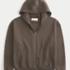 Kutu Kesim Fermuarlı Kapüşonlu Sweatshirt Kutu Kesim Fermuarlı Kapüşonlu Sweatshirt