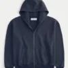 Kutu Kesim Fermuarlı Kapüşonlu Sweatshirt Kutu Kesim Fermuarlı Kapüşonlu Sweatshirt