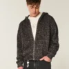 Kutu Kesim Fermuarlı Leopar Desenli Kapüşonlu Sweatshirt Kutu Kesim Fermuarlı Leopar Desenli Kapüşonlu Sweatshirt