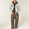 Kutu kesim fermuarlı Michigan State University Spartans grafik kapüşonlu sweatshirt