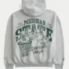 Kutu kesim fermuarlı Michigan State University Spartans grafik kapüşonlu sweatshirt