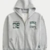 Kutu kesim fermuarlı Michigan State University Spartans grafik kapüşonlu sweatshirt