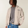 Kutu Kesim Fermuarlı NASCAR Grafik Kapüşonlu Sweatshirt