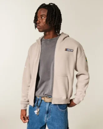 Kutu Kesim Fermuarlı NASCAR Grafik Kapüşonlu Sweatshirt Kutu Kesim Fermuarlı NASCAR Grafik Kapüşonlu Sweatshirt