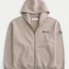 Kutu Kesim Fermuarlı NASCAR Grafik Kapüşonlu Sweatshirt