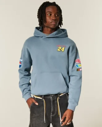 Kutu Kesim Fermuarlı NASCAR Jeff Gordon Grafik Kapüşonlu Sweatshirt Kutu Kesim Fermuarlı NASCAR Jeff Gordon Grafik Kapüşonlu Sweatshirt