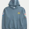 Kutu Kesim Fermuarlı NASCAR Jeff Gordon Grafik Kapüşonlu Sweatshirt