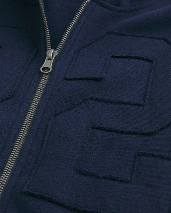 Kutu Kesim Fermuarlı Numara Grafik Kapüşonlu Sweatshirt Kutu Kesim Fermuarlı Numara Grafik Kapüşonlu Sweatshirt