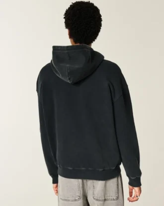 Kutu Kesim Fermuarlı Örümcek Desenli Kapüşonlu Sweatshirt