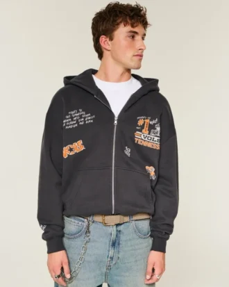 Kutu kesim fermuarlı Tennessee Üniversitesi Volunteers grafik kapüşonlu sweatshirt
