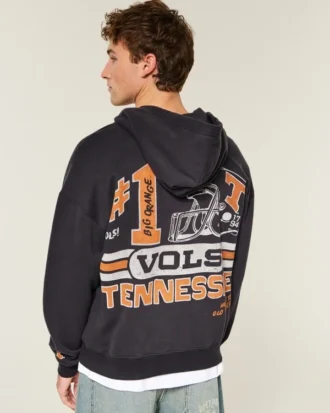 Kutu kesim fermuarlı Tennessee Üniversitesi Volunteers grafik kapüşonlu sweatshirt