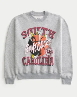Kutu kesim Güney Carolina Üniversitesi Grafikli Crew Sweatshirt