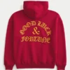 Kutu Kesim Good Luck Grafik Kapüşonlu Sweatshirt Kutu Kesim Good Luck Grafik Kapüşonlu Sweatshirt