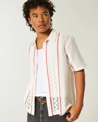 Kutu Kesim Kısa Kollu Kroşe Stil Gömlek Kutu Kesim Kısa Kollu Kroşe Stil Gömlek