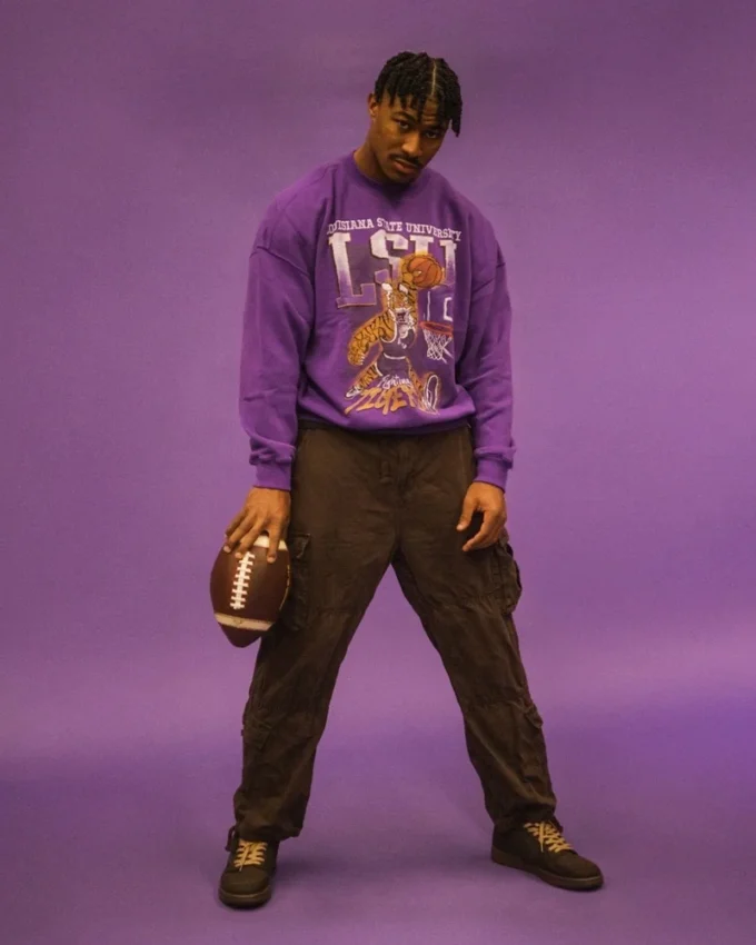 Kutu kesim LSU Tigers Grafik Crew Sweatshirt Kutu kesim LSU Tigers Grafik Crew Sweatshirt