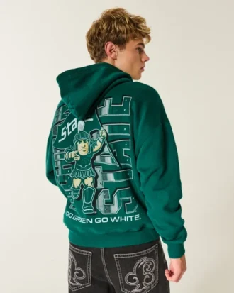 Kutu kesim Michigan State Üniversitesi Spartans Grafik Kapüşonlu Sweatshirt