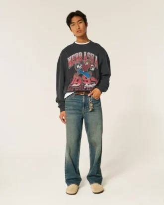 Kutu kesim Nebraska Üniversitesi Cornhuskers Grafikli Crew Sweatshirt