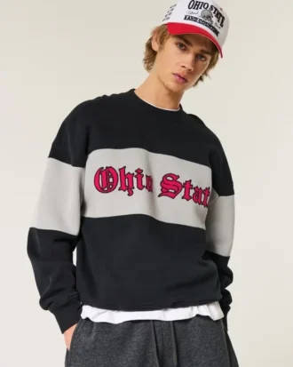 Kutu kesim Ohio State Grafikli Sweatshirt