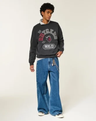 Kutu Kesim Rutgers Üniversitesi Scarlet Knights Grafik Bisiklet Yaka Sweatshirt