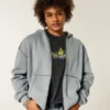 Kutu Kesim Termal Astarlı Fermuarlı Kapüşonlu Sweatshirt Kutu Kesim Termal Astarlı Fermuarlı Kapüşonlu Sweatshirt