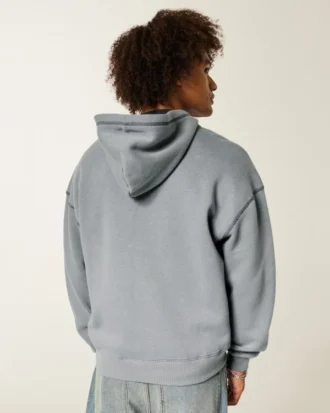 Kutu Kesim Termal Astarlı Fermuarlı Kapüşonlu Sweatshirt