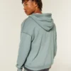 Kutu Kesim Termal Astarlı Fermuarlı Kapüşonlu Sweatshirt Kutu Kesim Termal Astarlı Fermuarlı Kapüşonlu Sweatshirt
