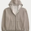 Kutu Kesim Termal Astarlı Fermuarlı Kapüşonlu Sweatshirt Kutu Kesim Termal Astarlı Fermuarlı Kapüşonlu Sweatshirt