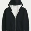 Kutu Kesim Termal Astarlı Fermuarlı Kapüşonlu Sweatshirt Kutu Kesim Termal Astarlı Fermuarlı Kapüşonlu Sweatshirt