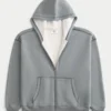 Kutu Kesim Termal Astarlı Fermuarlı Kapüşonlu Sweatshirt Kutu Kesim Termal Astarlı Fermuarlı Kapüşonlu Sweatshirt