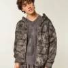 Kutu Kesim Termal Astarlı Kamuflaj Fermuarlı Kapüşonlu Sweatshirt Kutu Kesim Termal Astarlı Kamuflaj Fermuarlı Kapüşonlu Sweatshirt