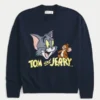 Kutu Kesim Tom ve Jerry Grafikli Crew Sweater