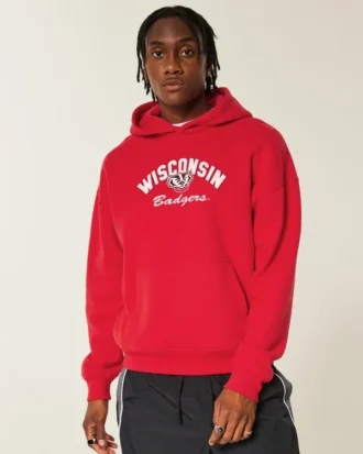 Kutu kesim Wisconsin Üniversitesi Badgers Grafik Kapüşonlu Sweatshirt