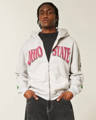 Kutu Ohio State Üniversitesi Buckeyes Grafik Fermuarlı Kapüşonlu Sweatshirt Kutu Ohio State Üniversitesi Buckeyes Grafik Fermuarlı Kapüşonlu Sweatshirt