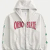 Kutu Ohio State Üniversitesi Buckeyes Grafik Fermuarlı Kapüşonlu Sweatshirt