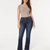 Kıvrımlı Orta Bel Koyu Yıkama Boot Jeans