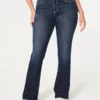 Kıvrımlı Orta Bel Koyu Yıkama Boot Jeans