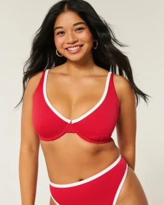 Kıvrımlı Yüksek Apex Ribana Balensiz Bikini Üstü