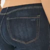 Kıvrımlı Yüksek Bel Koyu Yıkama Jean Tayt