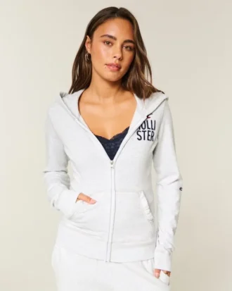 Logo Grafik Fermuarlı Kapüşonlu Sweatshirt