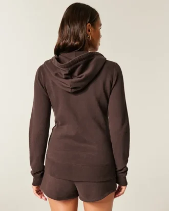 Logo Grafik Fermuarlı Kapüşonlu Sweatshirt