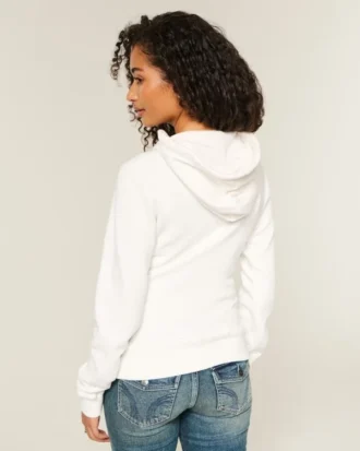 Logo Grafik Fermuarlı Kapüşonlu Sweatshirt
