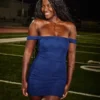 Mesh Omuzsuz Bodycon Elbise